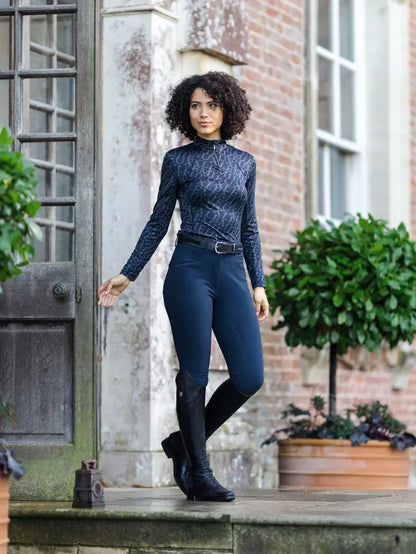 LEMIEUX FREYA PRO BREECHES NAVY at Equiflair: Women's Equestrian Breeches with Silicone Grip, High Waist, and Comfortable Design.