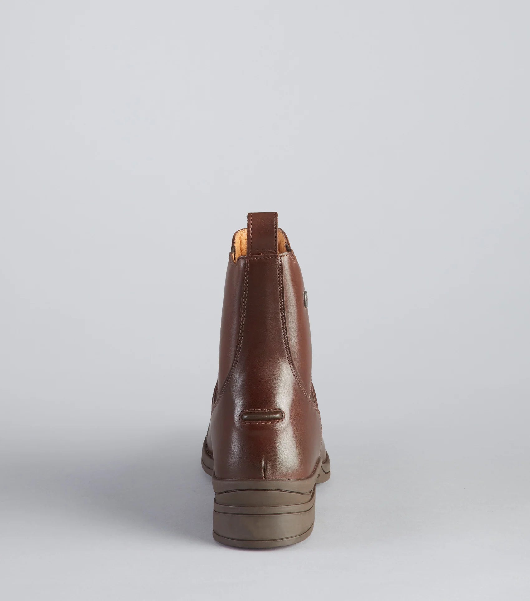 Premier Equine Balmoral Brown Leather Paddock Riding Boot - View of the back of the boot.