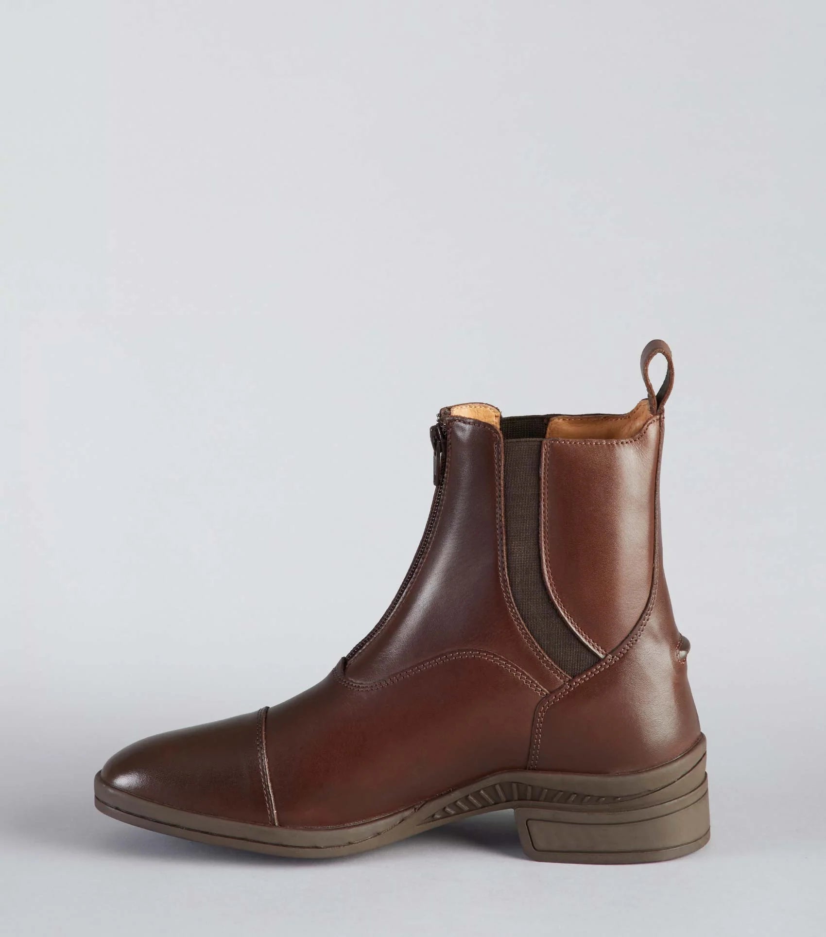 Premier Equine Balmoral Brown Leather Paddock Riding Boot. Front Zip, Ankle Fit, Arch Support. Equestrian Boot by Equiflair