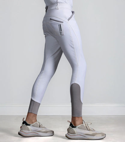 PREMIER EQUINE BARUSSO Men's Gel Knee Competition Breeches White | Equestrian Riding Pants Apparel