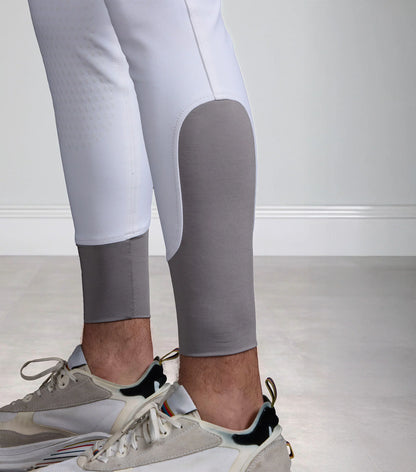 Premier Equine Men's White Gel Knee Competition Breeches: Stylish and functional riding apparel for male equestrians.