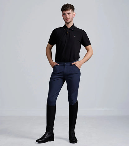 Premier Equine Barusso Men's Riding Breeches - Gel Knee, Athletic, Navy Equestrian Apparel. Shop Equiflair!