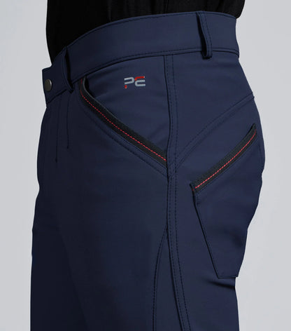 Premier Equine Barusso Men's Navy Riding Breeches with Gel Knee Patches