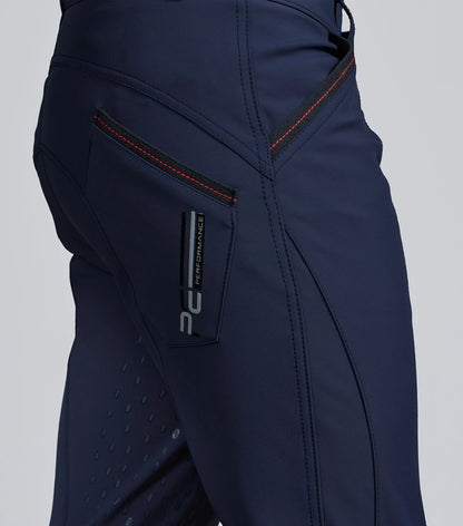 Premier Equine Barusso Men's Navy Breeches: Riding Pants with Gel Knee Patches for Equestrian Sports