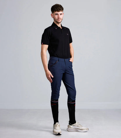 Premier Equine Barusso Men's Riding Breeches - Navy, Gel Knee Equestrian Apparel