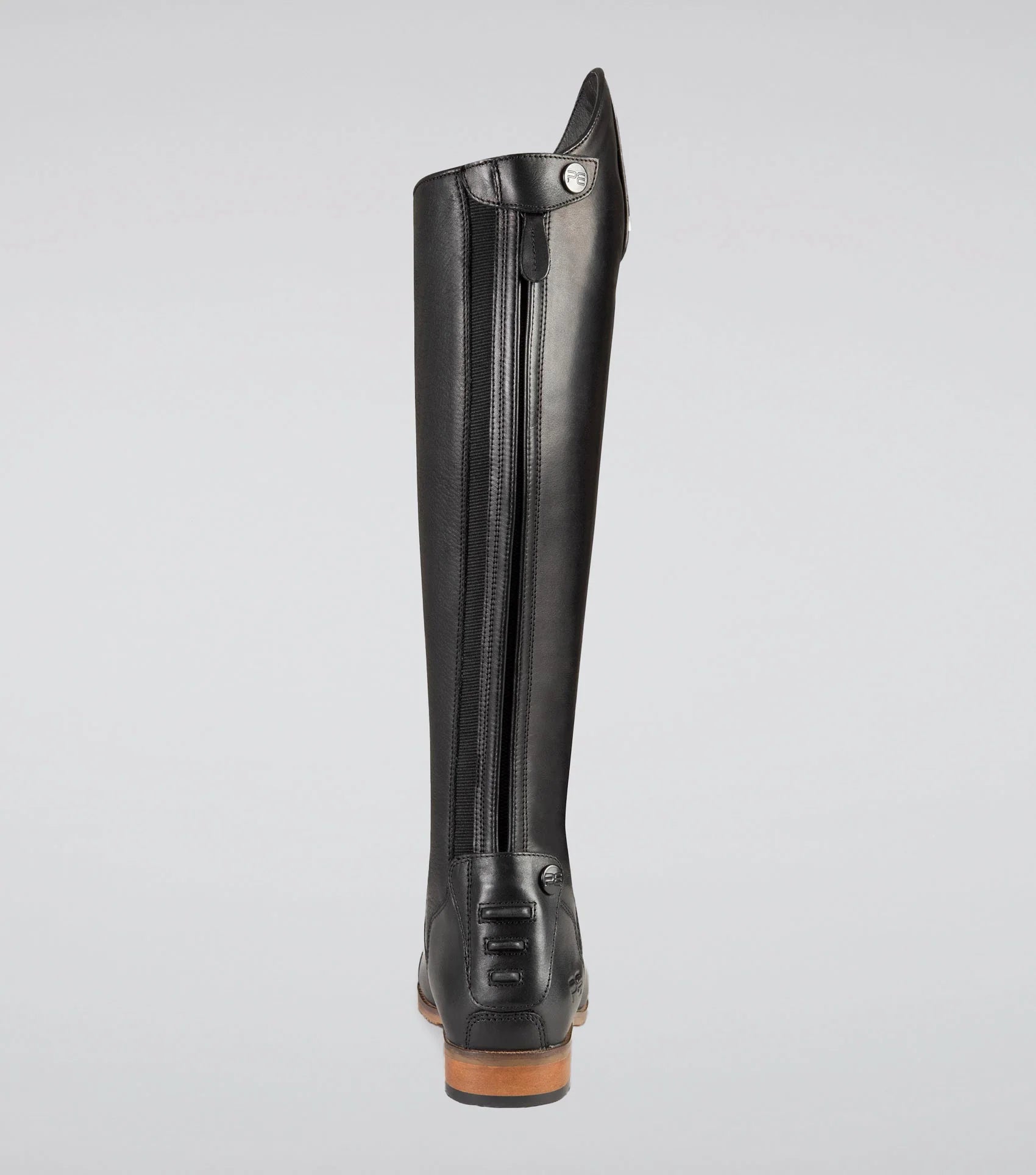 Premier Equine Black Leather Riding Boots: Tall Field Boots with Zip - Back View