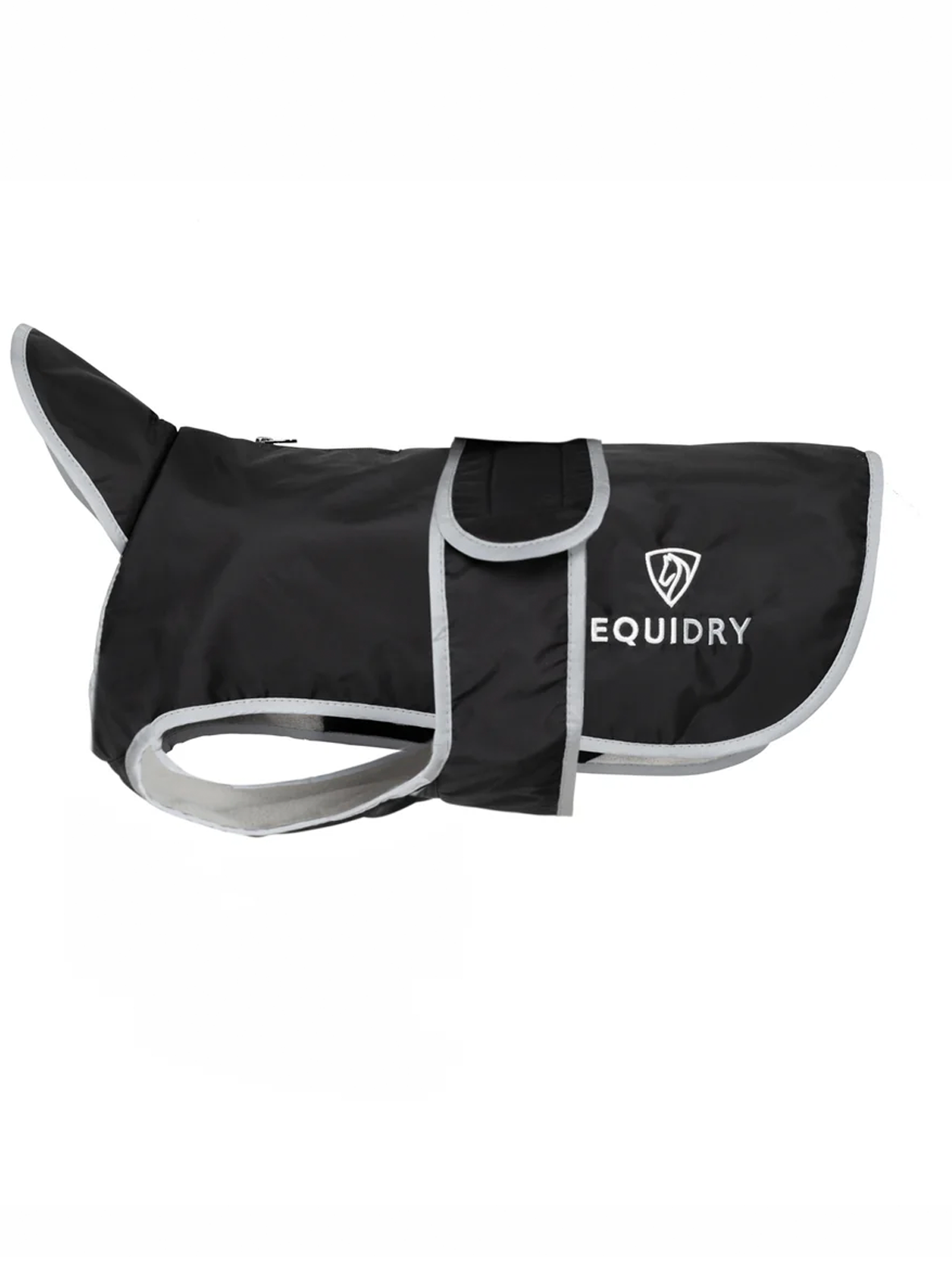 EQUIDRY Waterproof Dog Coat: Black & Grey with Reflective Trim, Fleece Lining, Lead Access - Keep Your Dog Dry & Warm!