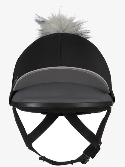 LeMieux Pom Hat Silk - Black Equestrian Helmet Cover with Faux Fur Pom Pom | Equiflair