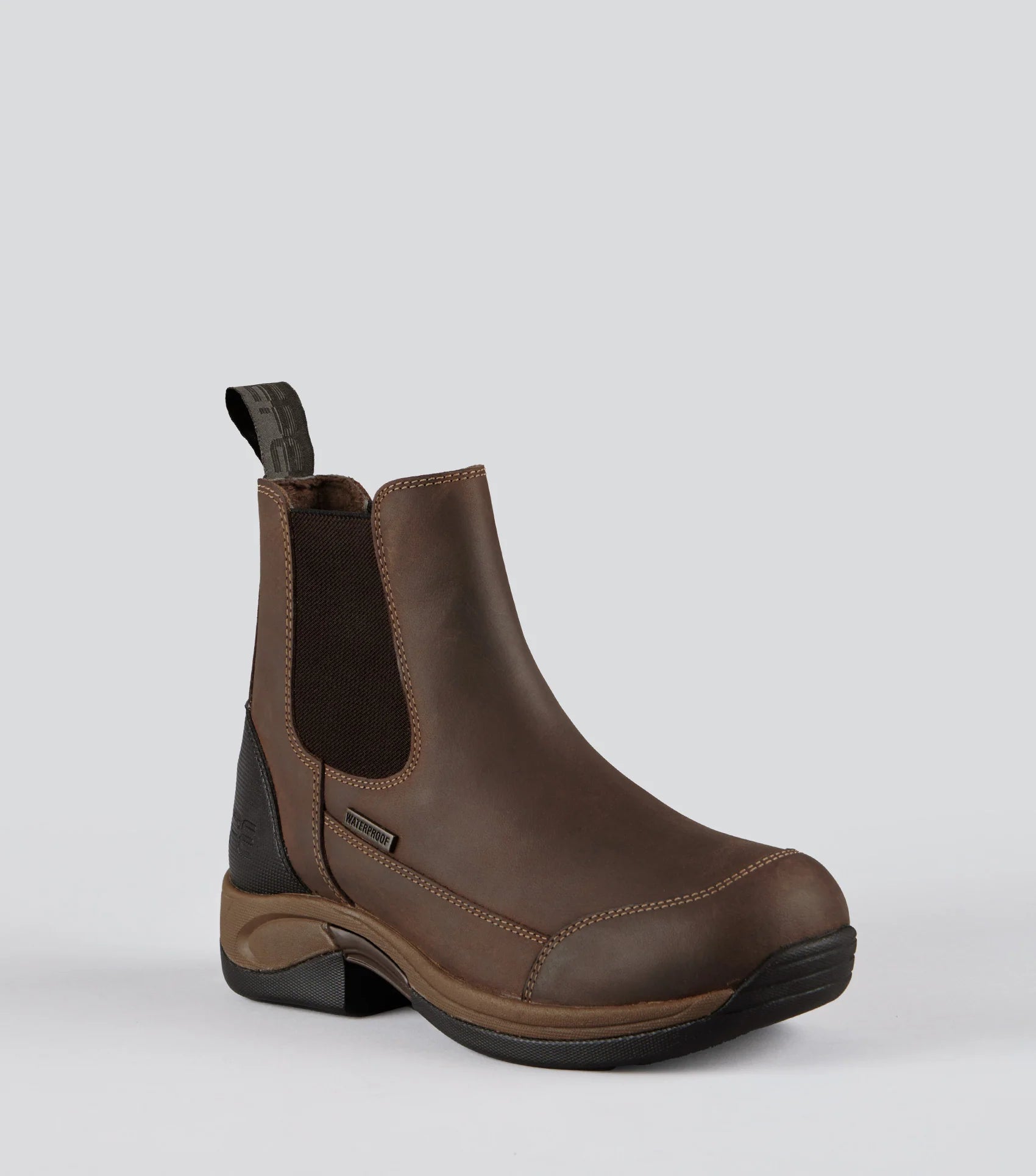 Premier Equine Brown Waterproof Chelsea Boot. Leather riding boot with elasticated side panel. Stylish and durable.