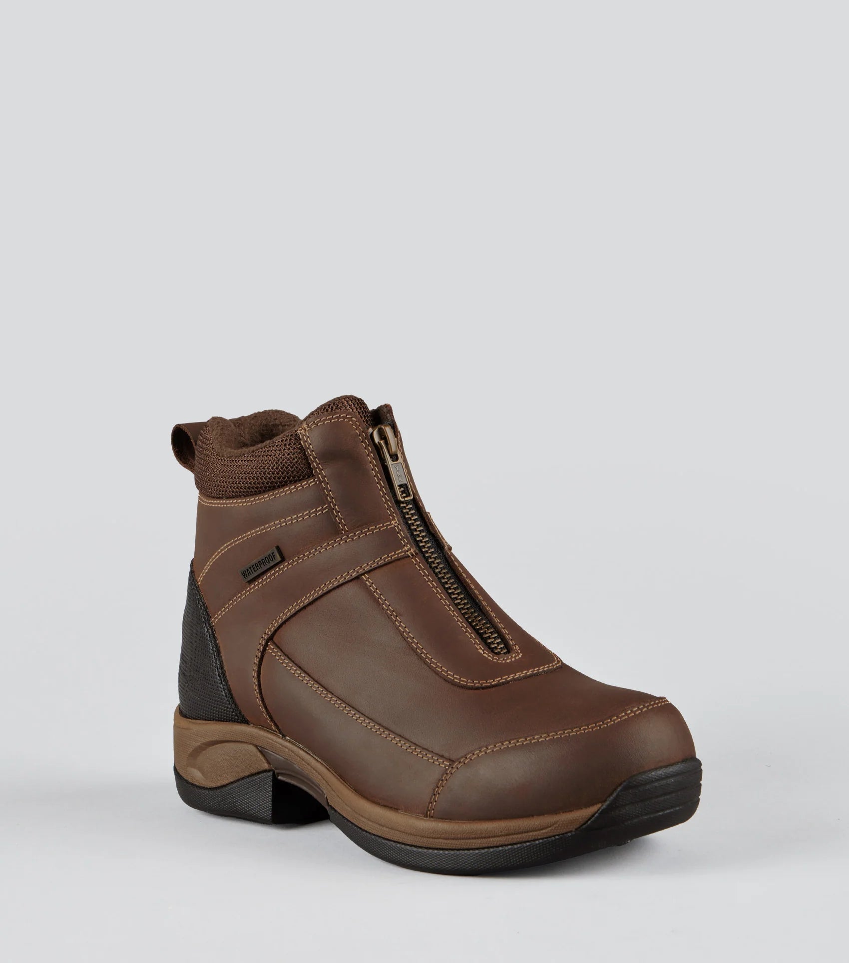 Premier Equine Borelli Brown Waterproof Ankle Boot with Zipper | Equestrian Leather Boot
