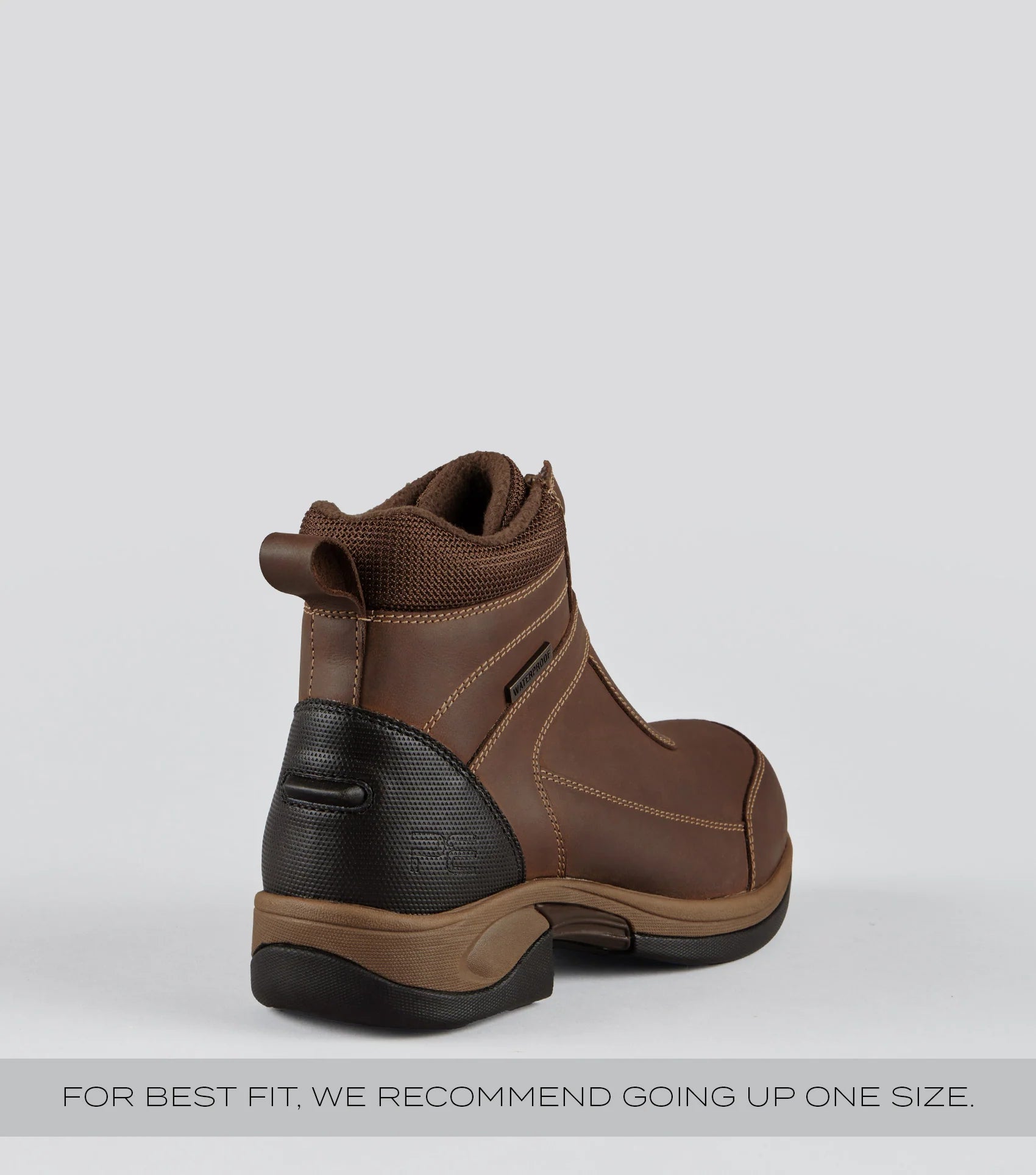 Premier Equine Borelli Brown Waterproof Zipper Boot Back View - Equestrian Leather Boot Online Shop