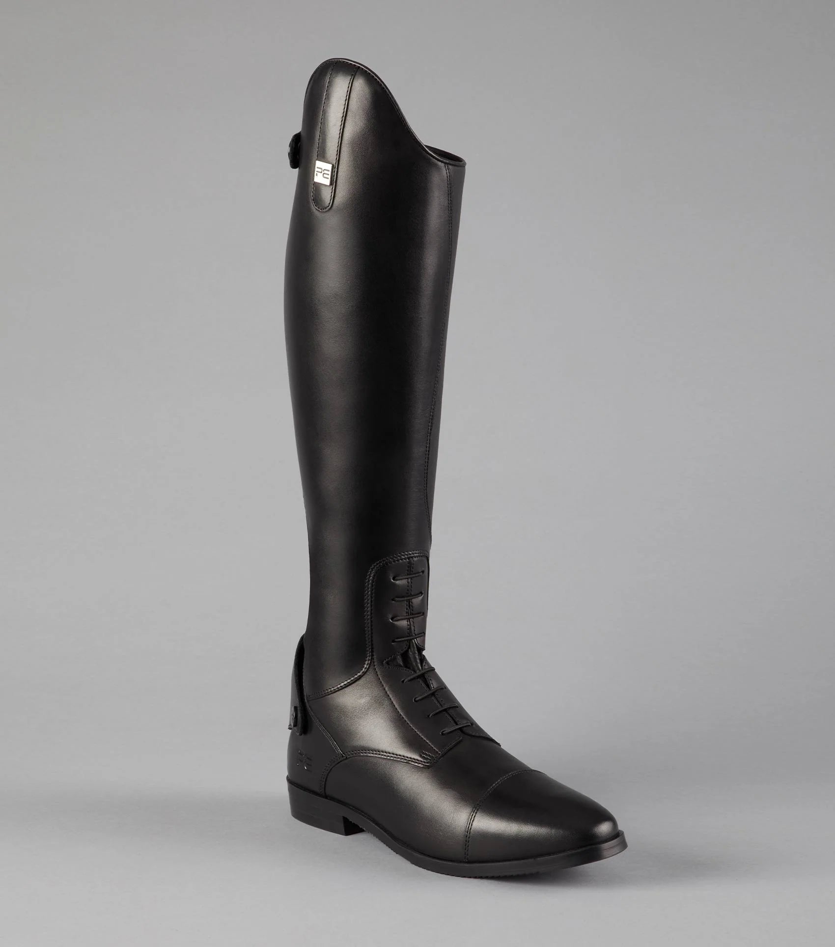 Premier Equine Botero Men's Black Tall Leather Field Riding Boots with Lace-up and Zipper | Equestrian Apparel