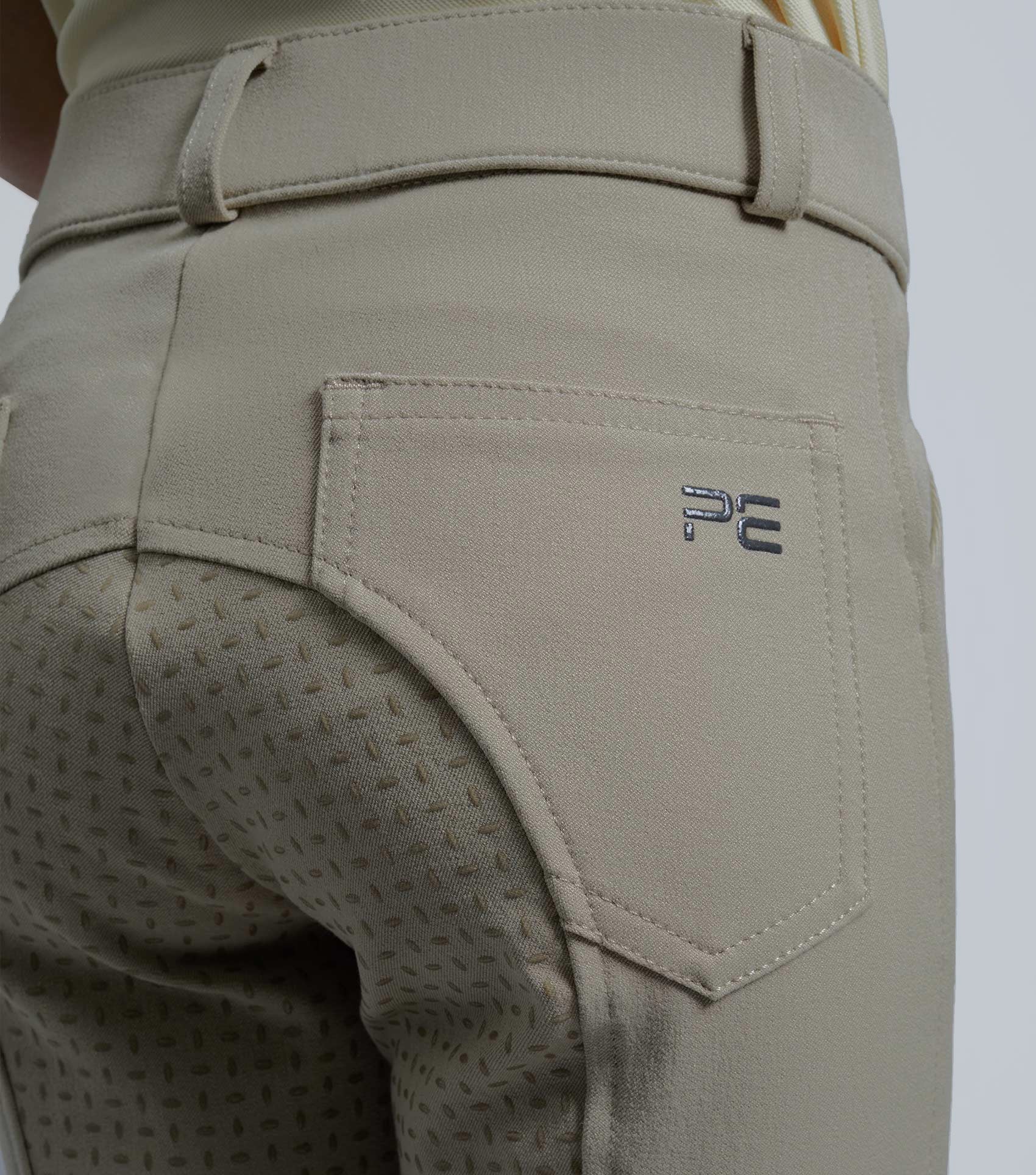 PREMIER EQUINE Brava Girls Full Seat Gel Competition Riding Breeches Beige - Equestrian Apparel for Young Riders