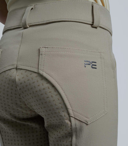 PREMIER EQUINE Brava Girls Full Seat Gel Competition Riding Breeches Beige - Equestrian Apparel for Young Riders