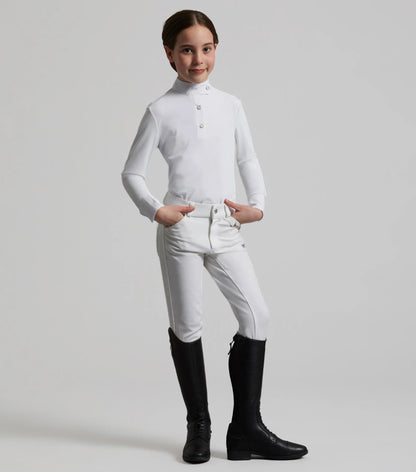 Girls White Riding Breeches - Premier Equine Brava Equestrian Competition Apparel - Full Seat