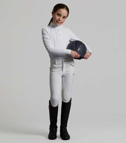 Premier Equine Brava Girls White Riding Breeches - Full Seat Gel, Competition Equestrian Apparel