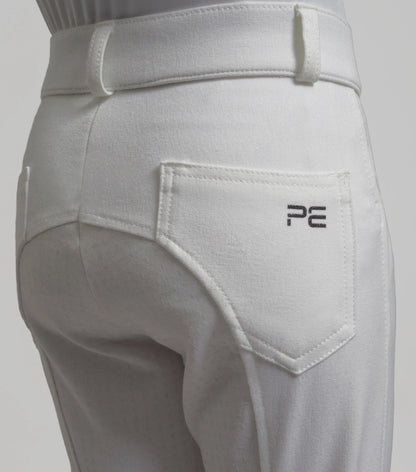 Premier Equine Brava Girls White Riding Breeches - Full Seat Gel Equestrian Competition Pants