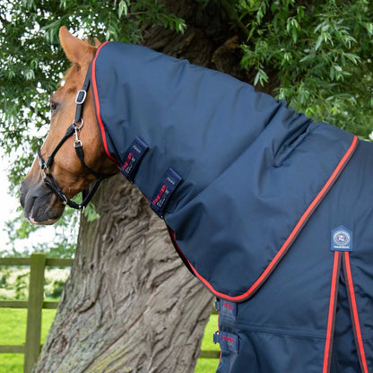 Premier Equine Buster 420g Heavyweight Turnout Rug with Classic Neck Cover - Navy horse rug.