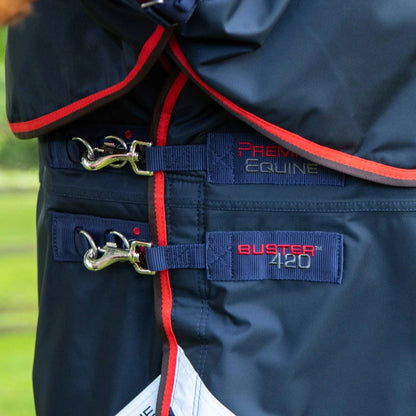 PREMIER EQUINE BUSTER 420G Horse Rug - Navy Turnout Rug with Neck Cover
