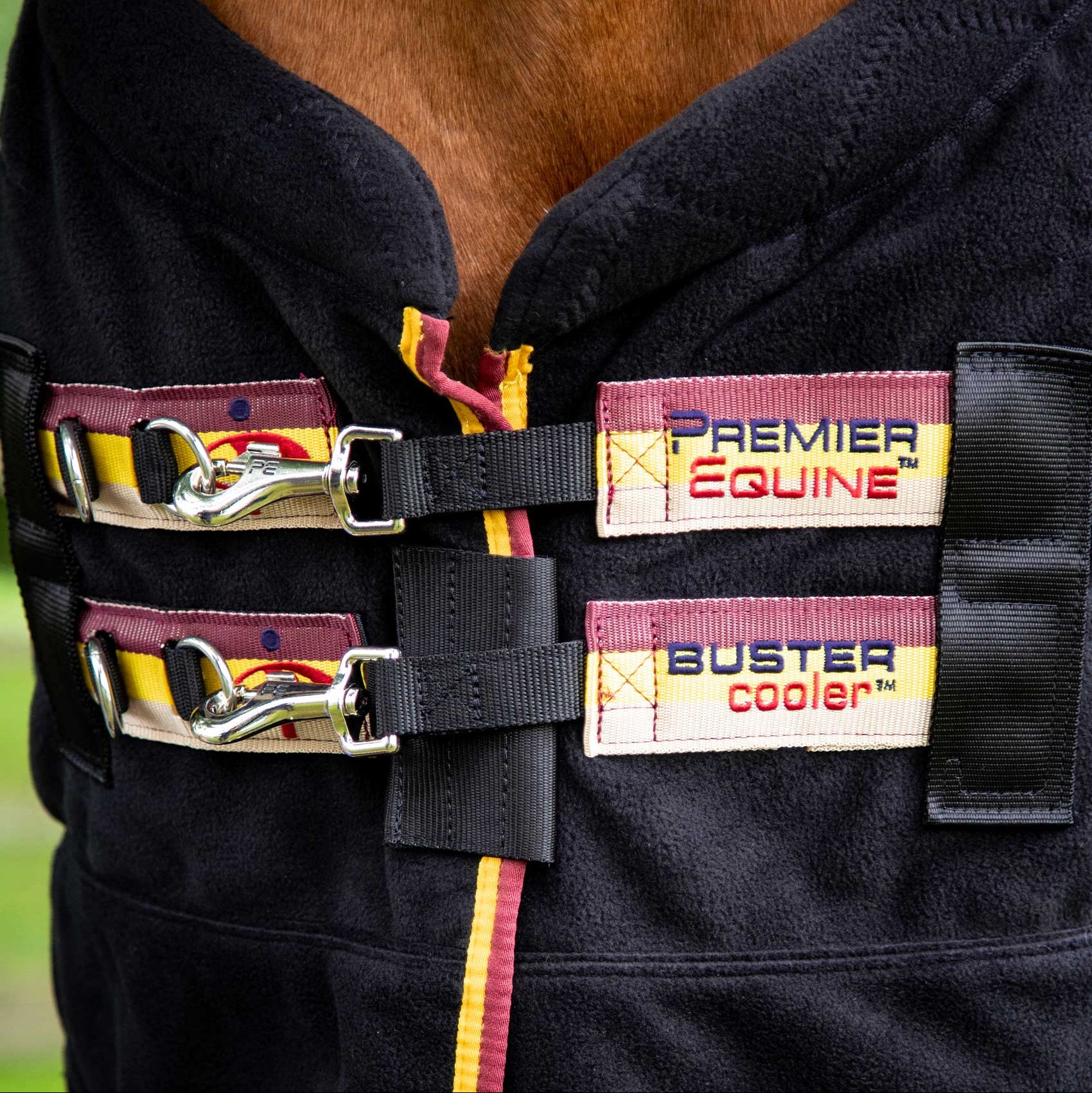 Premier Equine Buster Fleece Cooler Rug - Continental Edition Black | Horse Cooler Rug