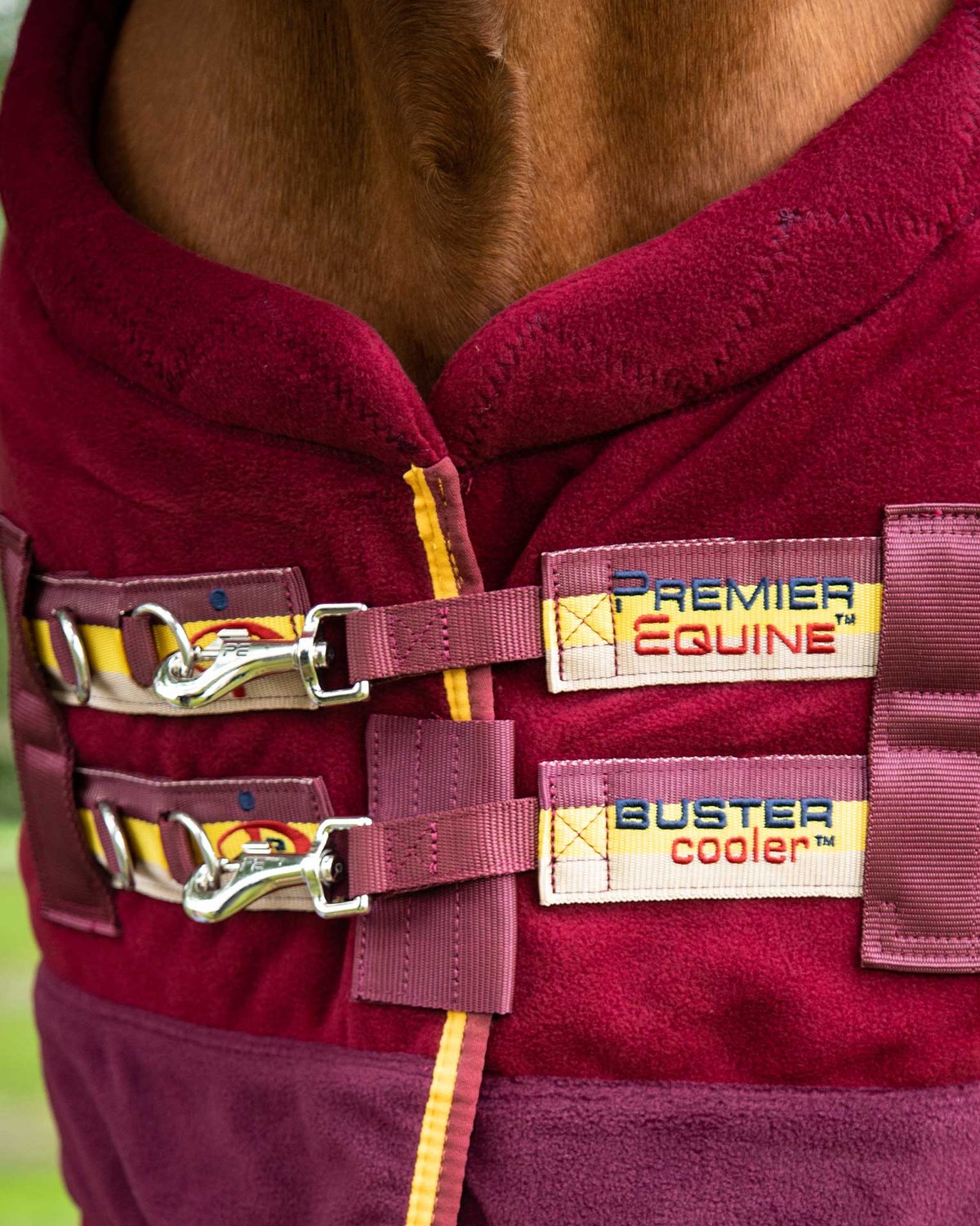 PREMIER EQUINE Buster Fleece Cooler Burgundy: Horse Rug for Comfort & Wicking. Equestrian Clothing. Shop Now!
