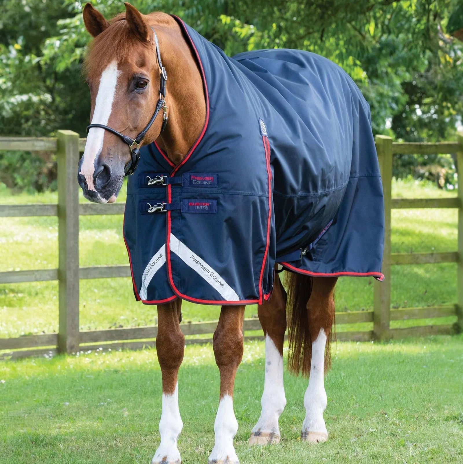 Premier Equine Buster Hardy 200g Half Neck Turnout Rug Navy