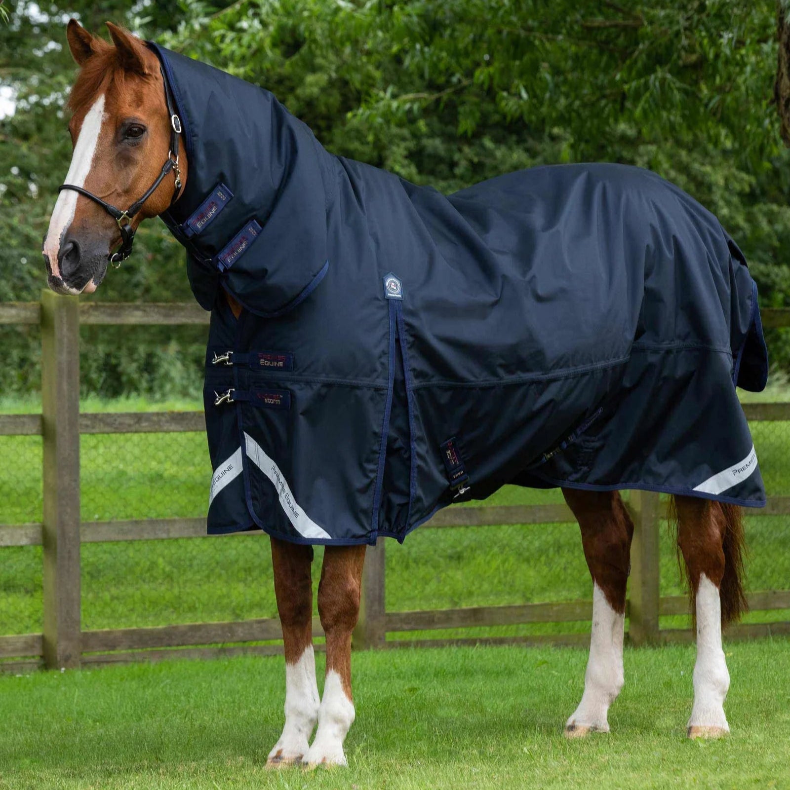 Premier Equine Buster Storm 220g Combo Turnout Rug with Classic Neck Navy