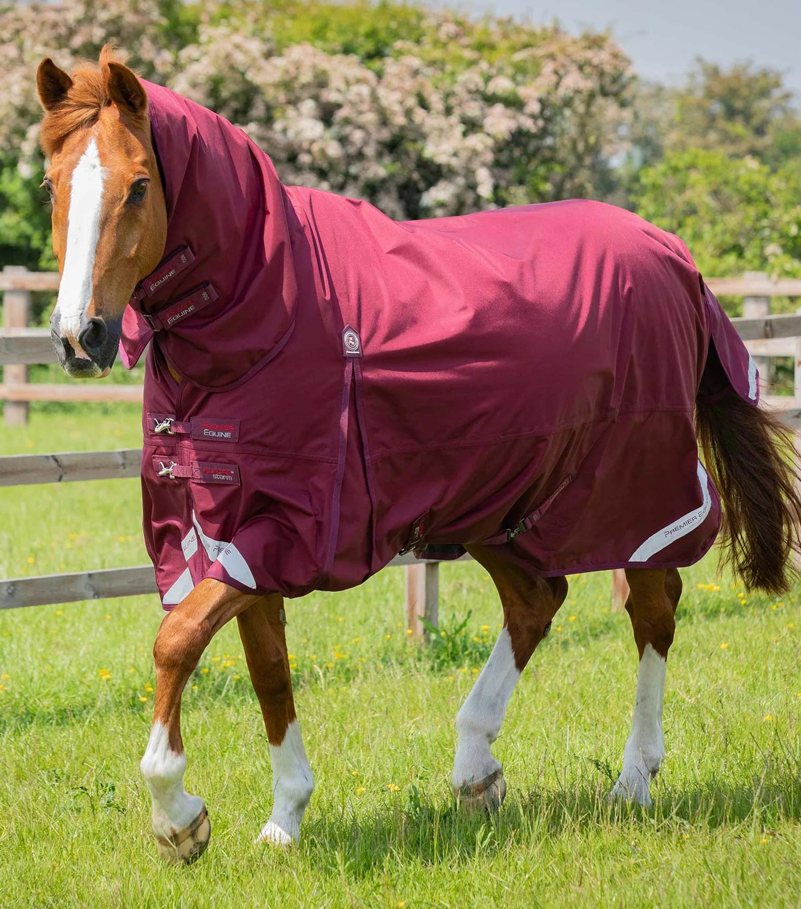 Premier Equine Buster Storm 90g Combo Turnout Rug with Classic Neck Burgundy