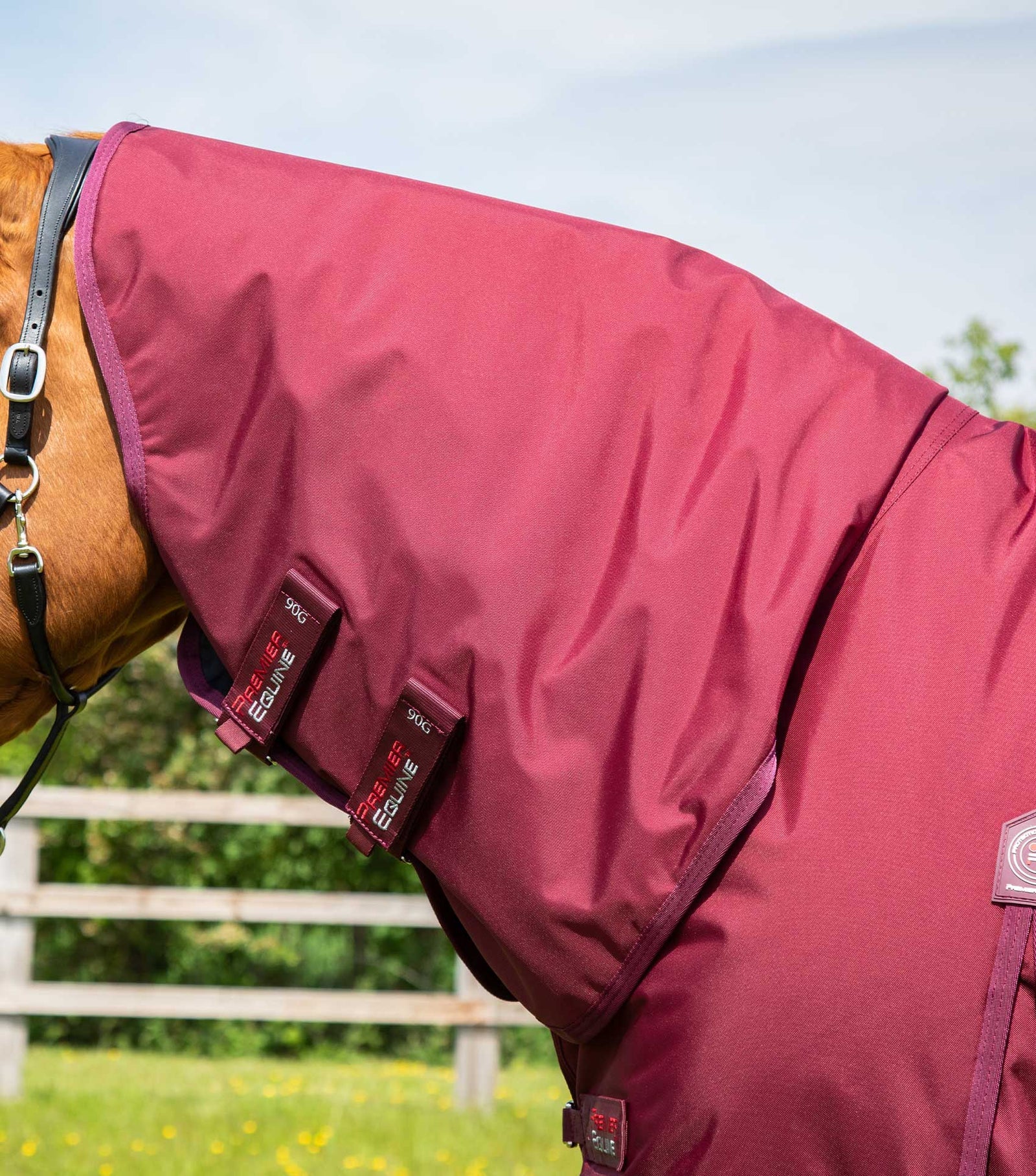 Premier Equine Buster Storm 90g Combo Turnout Rug with Classic Neck Burgundy