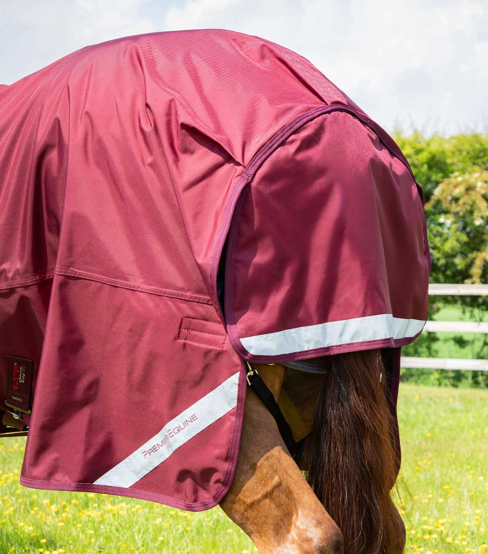 Premier Equine Buster Storm 90g Combo Turnout Rug with Classic Neck Burgundy