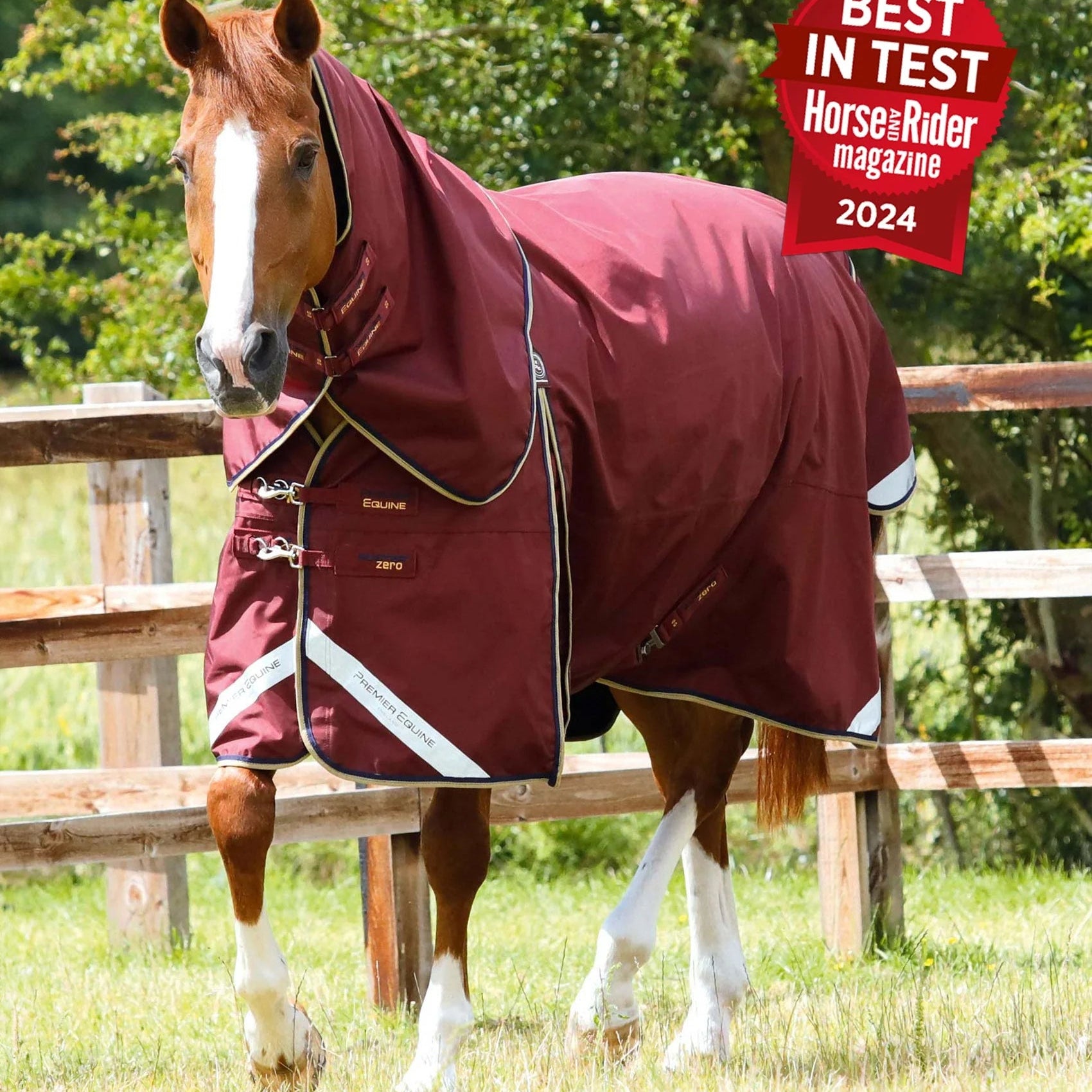 Premier Equine Buster Zero Turnout Rug with Classic Neck Cover Burgundy