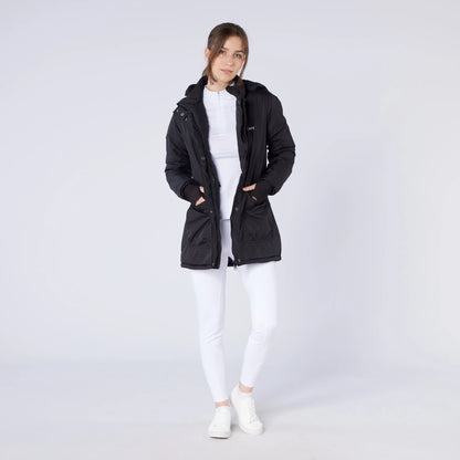Black Quilted Riding Jacket - Equestrian Apparel - Removable Hood - Equiflair