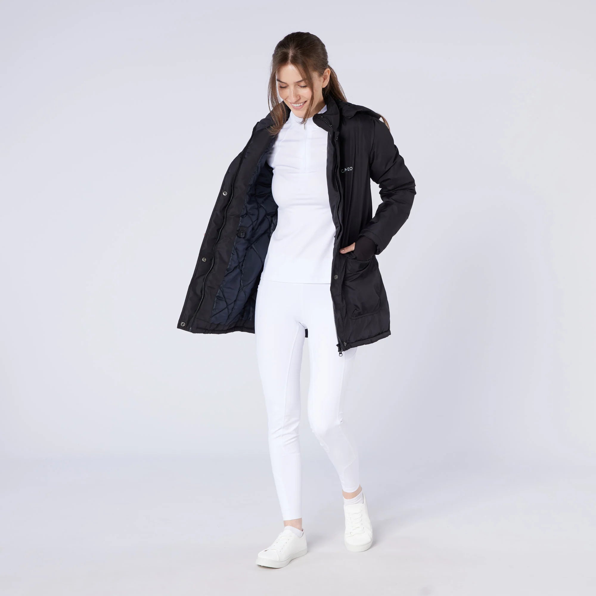 Black Riding Jacket: CAMEO VENTUS - Quilted, Comfortable Equestrian Coat for Women Riders