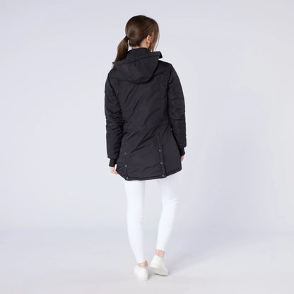 Black Quilted Riding Jacket with Hood - Equestrian Apparel | CAMEO VENTUS Double Vented Comfort
