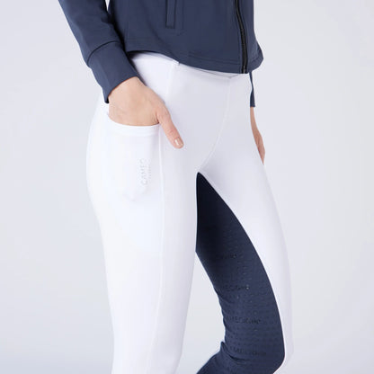 Cameo EcoDry Riding Tights White with Navy Seat