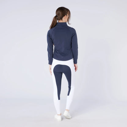 CAMEO Ecodry Riding Tights White with Navy Seat - Equestrian Apparel from Equiflair - Water Repellent, Silicone Seat, Winter Riding