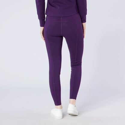 Cameo Ecodry Purple Riding Tights with Full Silicone Seat - Equestrian Winter Leggings