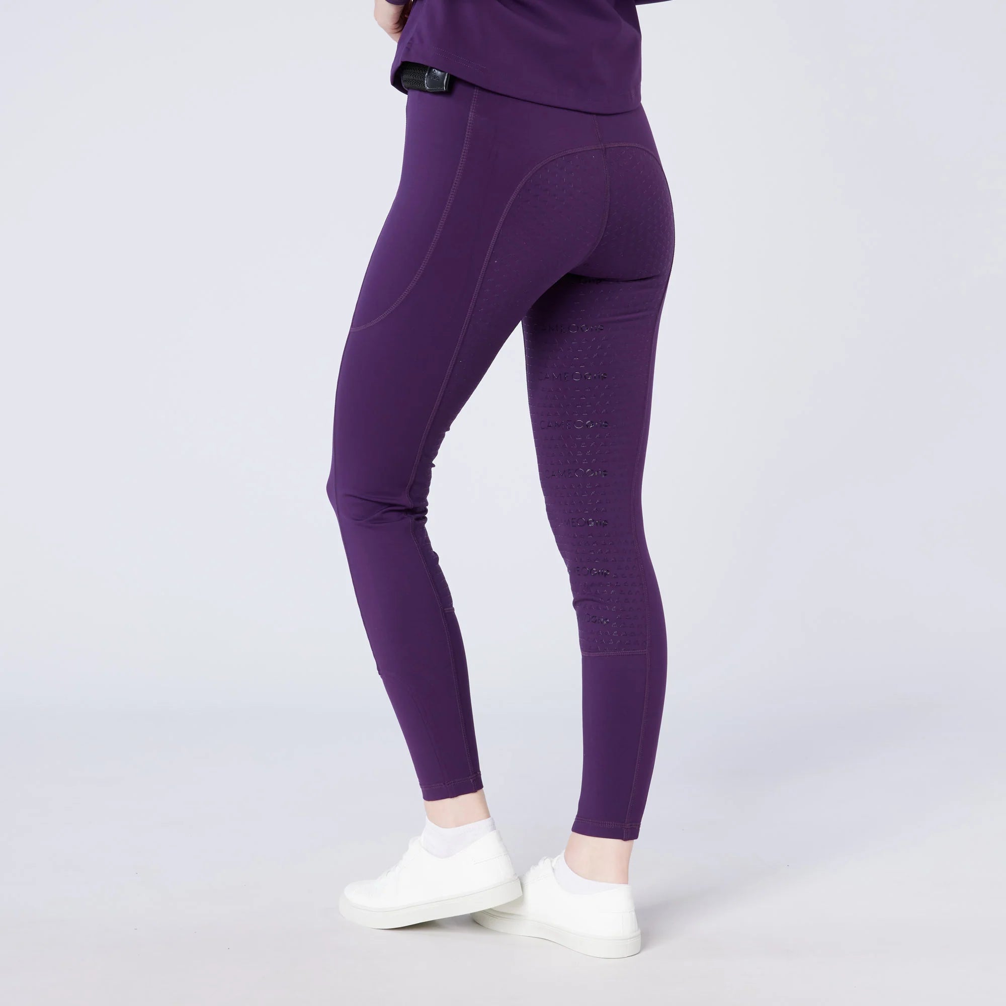 CAMEO Ecodry Riding Tights Purple: Water Repellent Equestrian Winter Riding Gear with Silicone Seat