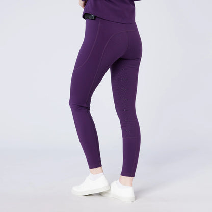 CAMEO Ecodry Riding Tights Purple: Water Repellent Equestrian Winter Riding Gear with Silicone Seat