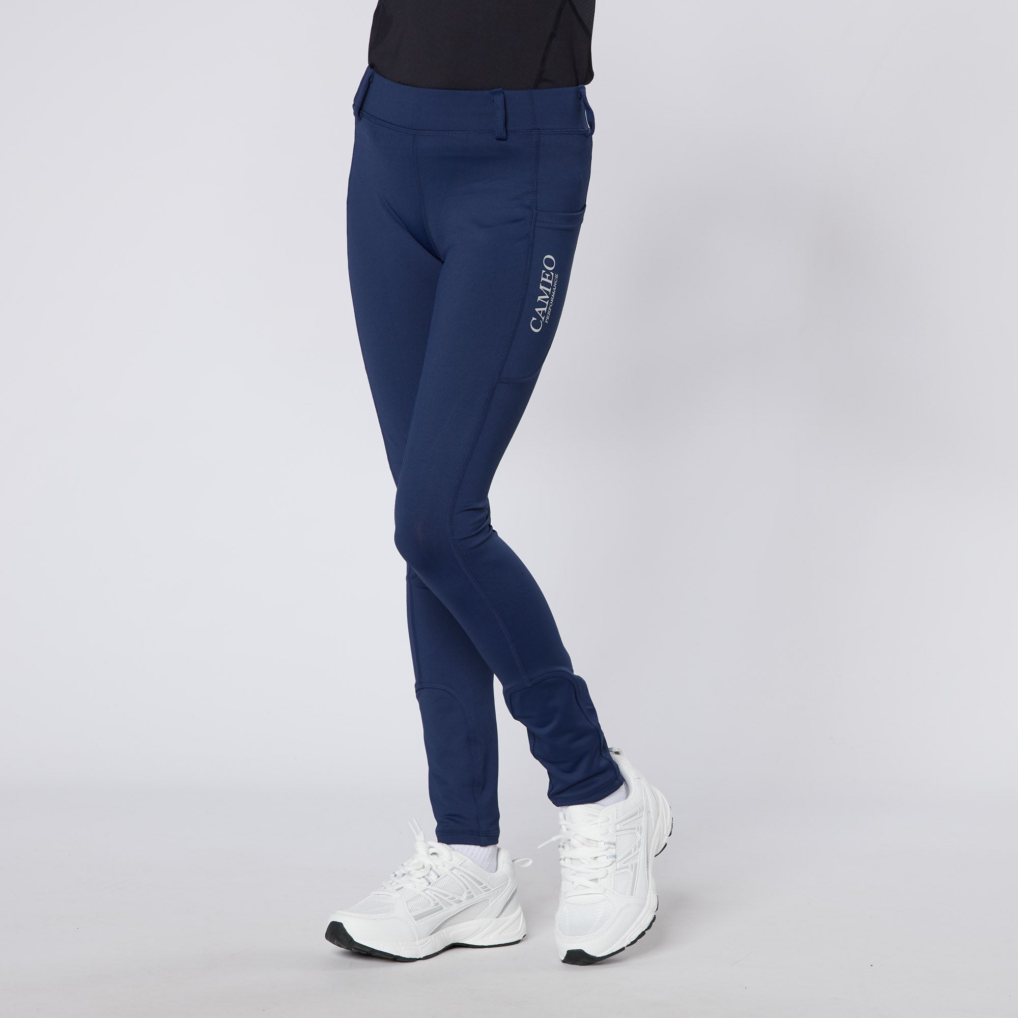 Cameo Junior Performance Riding Tights - Pale Grey Equestrian Apparel - Comfortable & Flexible