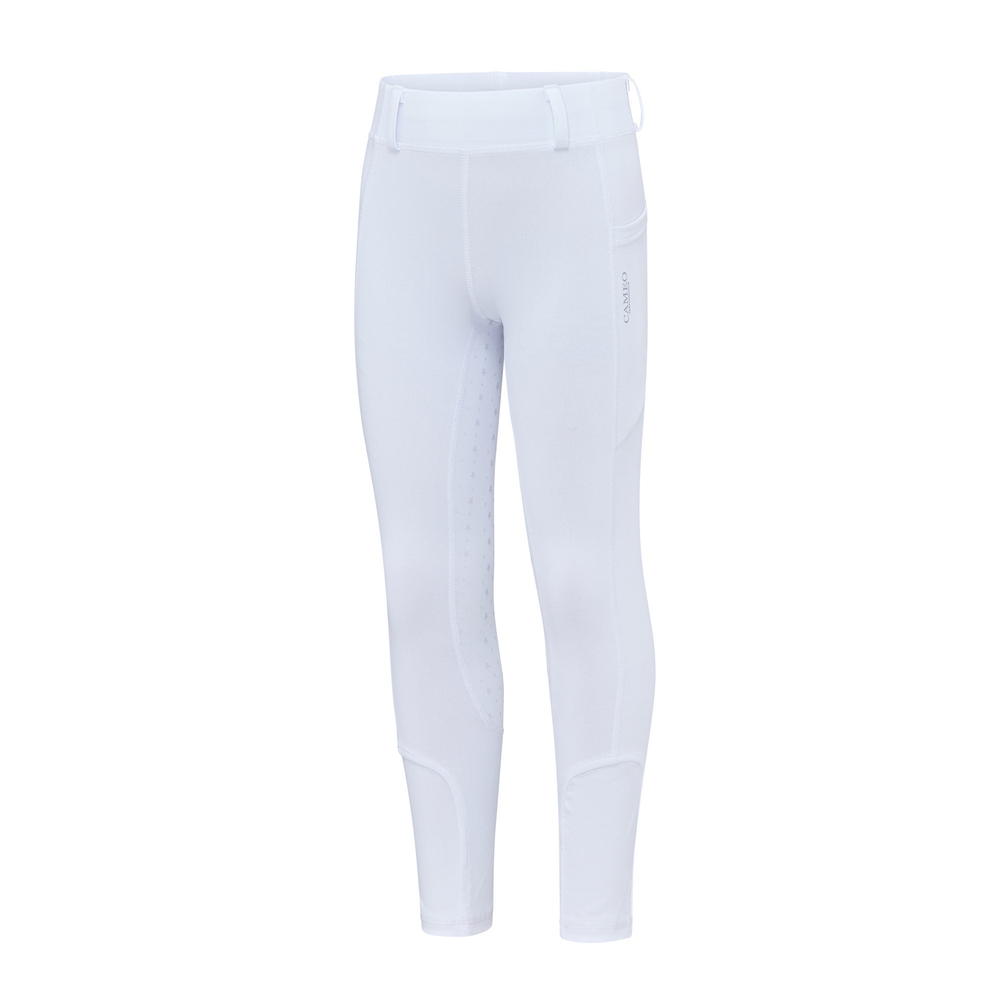 CAMEO Junior Performance Riding Tights - Pale Grey Equestrian Apparel, CameoGrip Silicone. Equiflair Shop. #ridingtights #equestrian