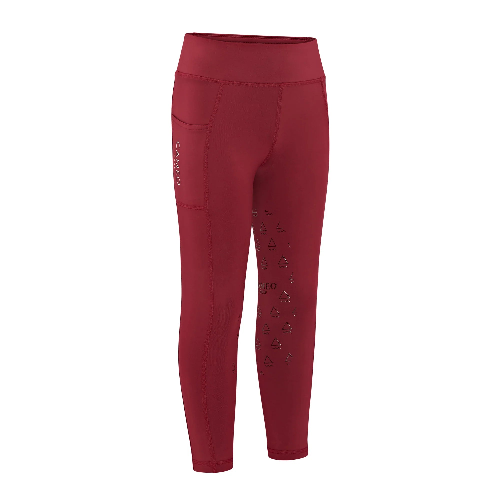 CAMEO Junior Core Riding Tights Crimson - Silicone Grip, Phone Pocket, Equiflair Riding Apparel