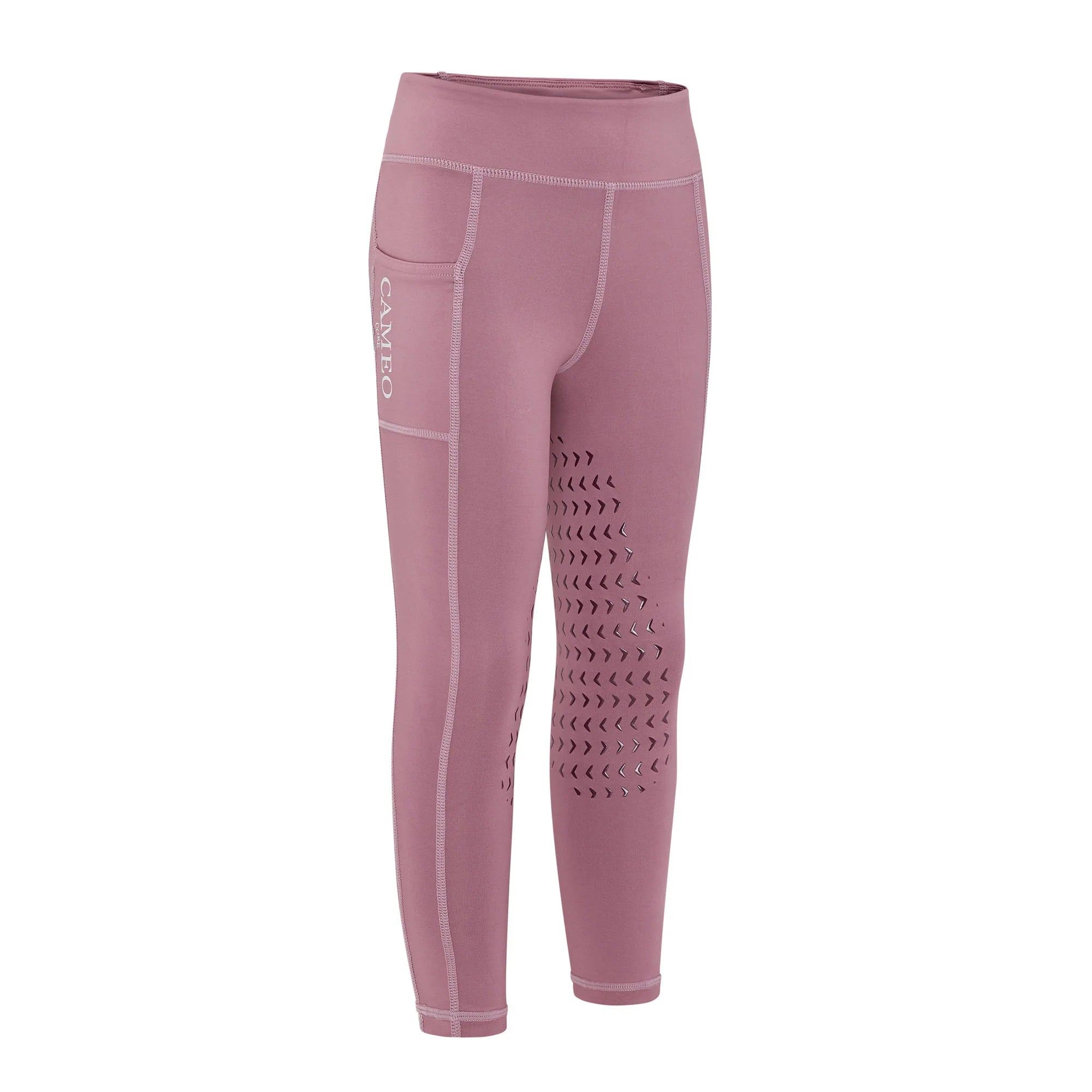 CAMEO Junior Core Damson Riding Tights - Children's Equestrian Leggings with Silicone Knee Grip and Pocket