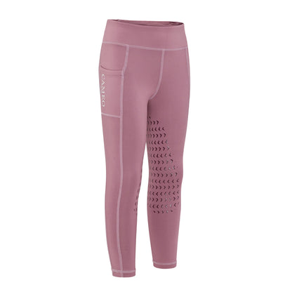 CAMEO Junior Core Damson Riding Tights - Children's Equestrian Leggings with Silicone Knee Grip and Pocket