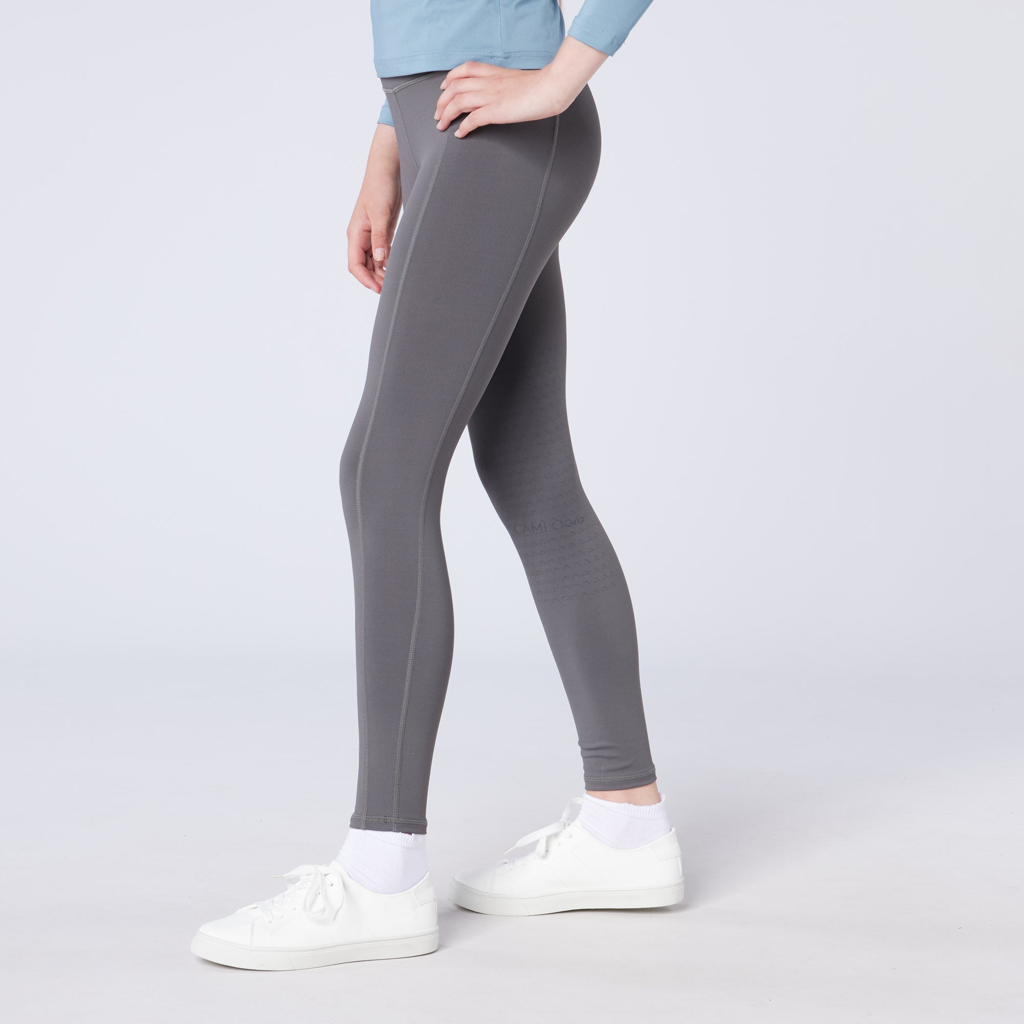 Cameo Junior Core Riding Tights Grey - Equestrian Apparel for Children - Cameo Equine