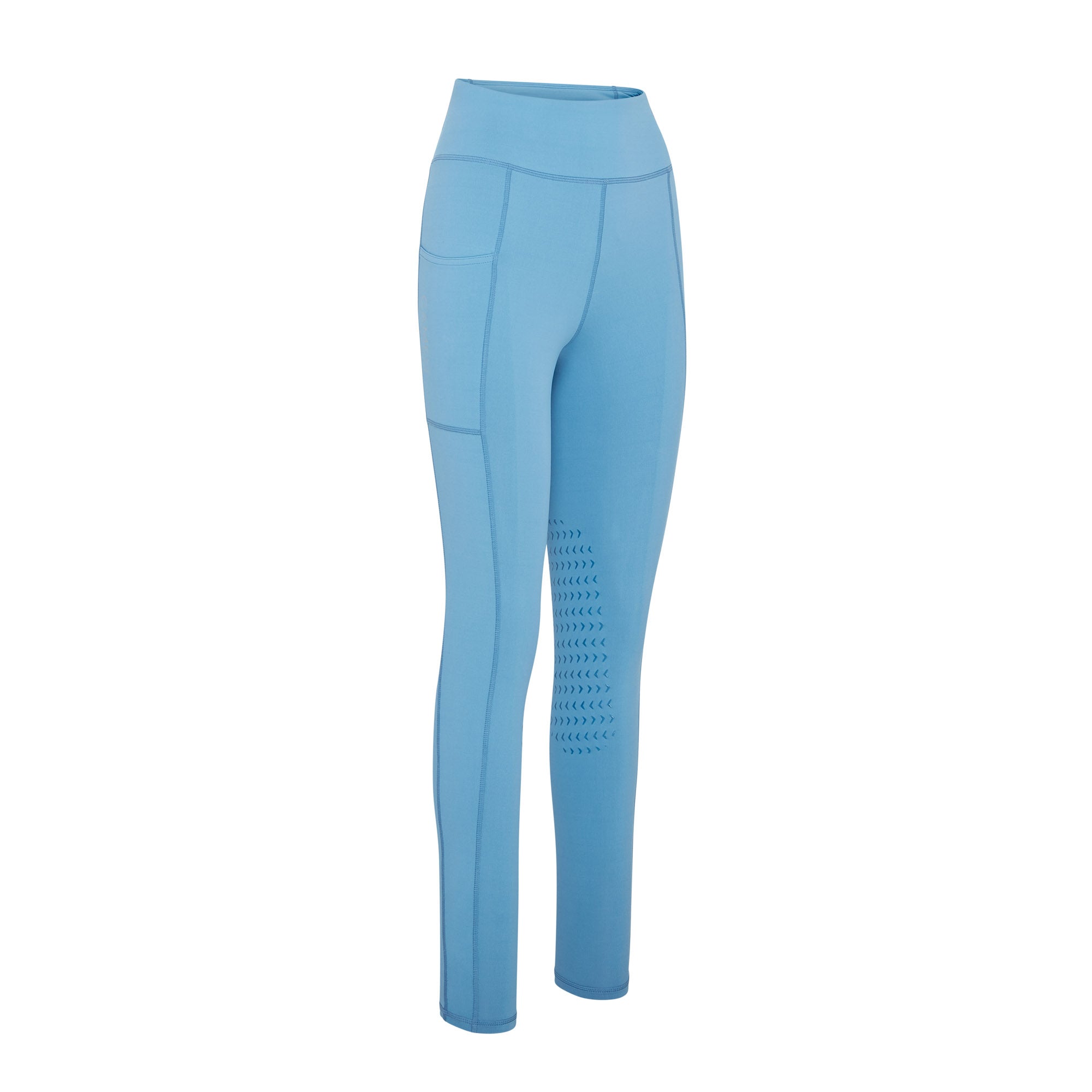 Airforce Blue Cameo Riding Tights: Equestrian Leggings with Silicone Knee Grip & Phone Pocket - Ladies Performance Apparel
