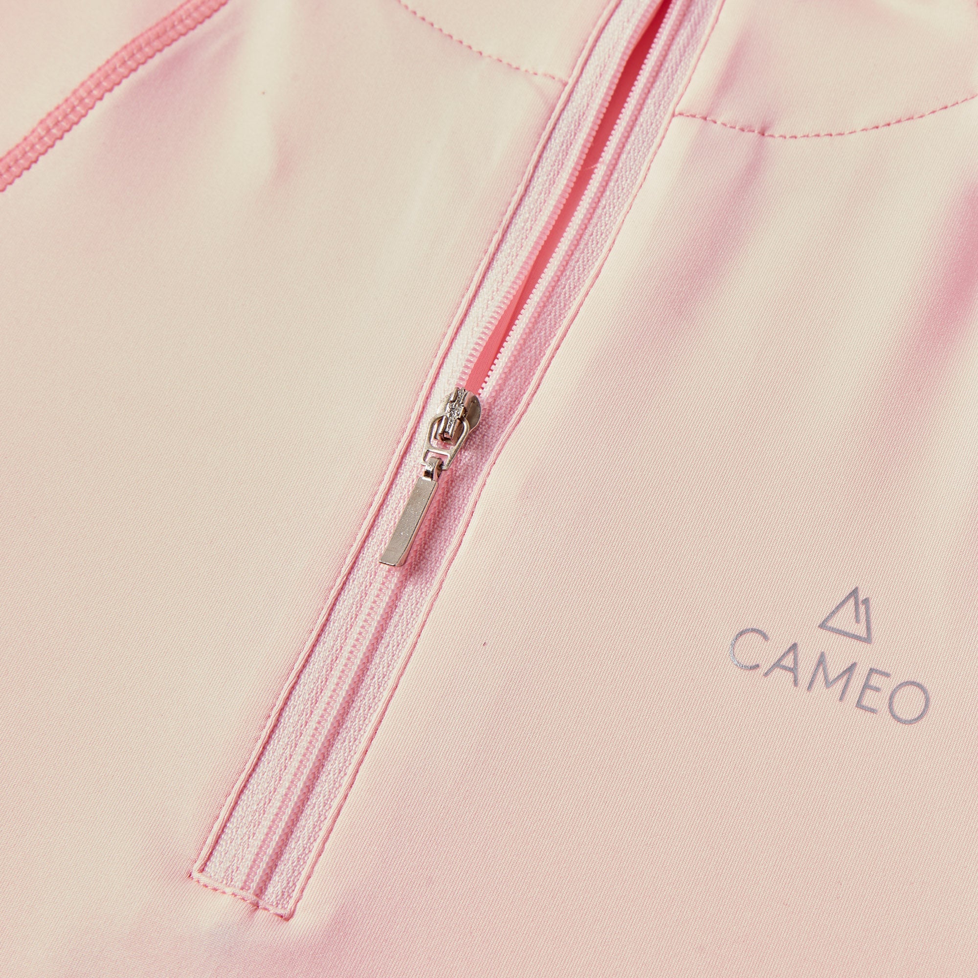 Cameo Baselayer Pale Pink: Women's Equestrian Riding Top with Quarter Zip. Stylish & Comfortable!