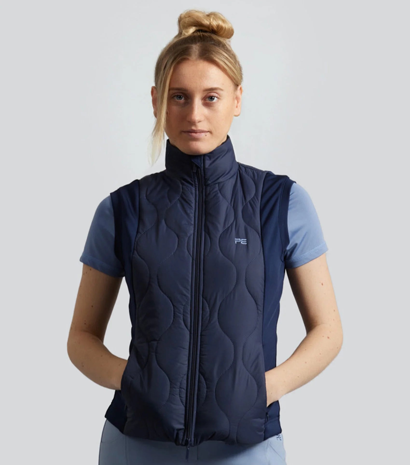 Premier Equine Equestrian Gilet Navy Blue - Women's Quilted Riding Vest, Windproof & Breathable