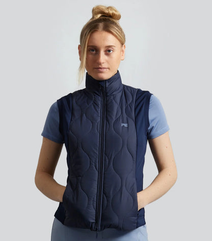Premier Equine Equestrian Gilet Navy Blue - Women's Quilted Riding Vest, Windproof & Breathable