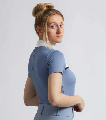 Premier Equine Campani Women's Blue Riding Top - Short Sleeve Equestrian Shirt
